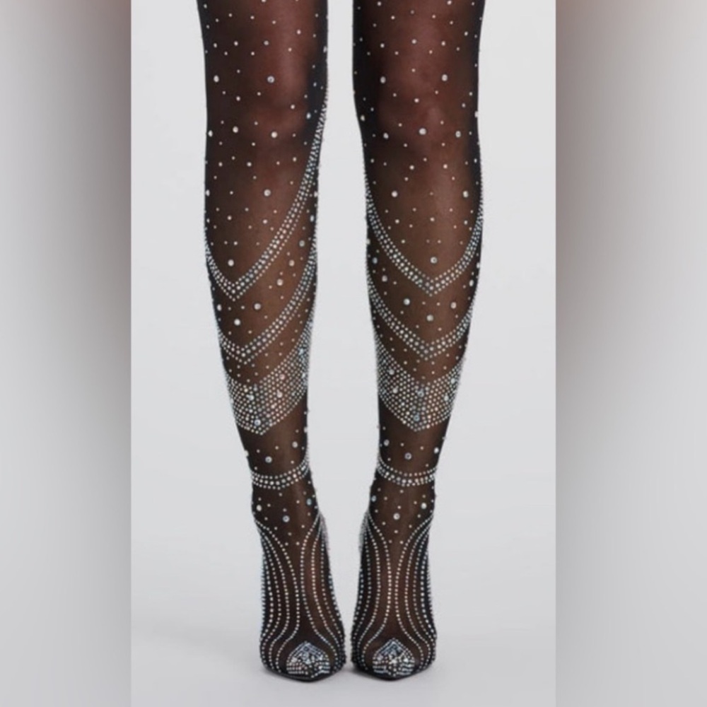 NIB Unforgettable Slay Rhinestone
Mesh Thigh-High Boots | Windsor 7.5 0226